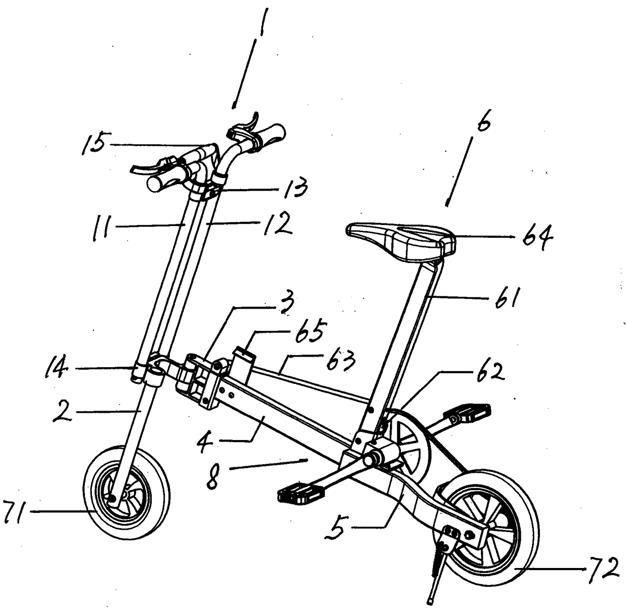 telescopic handle folding portable bicycle