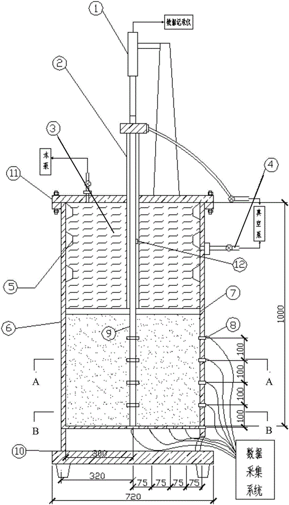 Vacuum preloading and piling preloading combined settling column tester and test method thereof