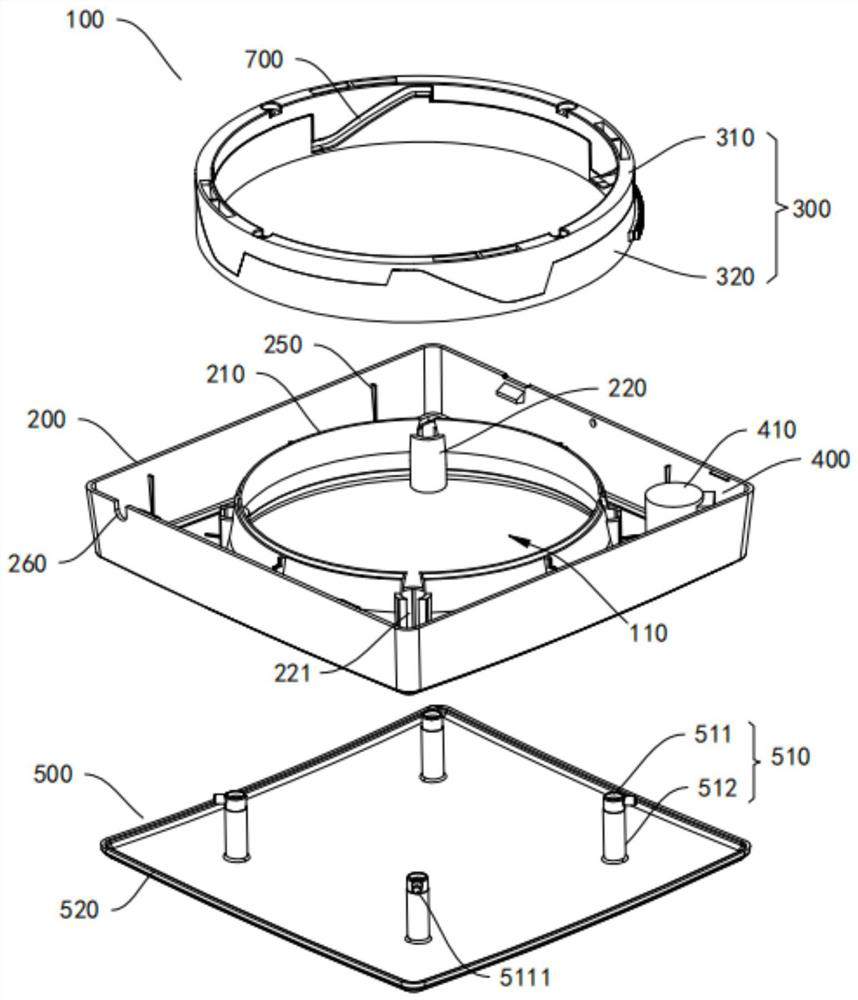 Panel opening and closing device and exhaust fan