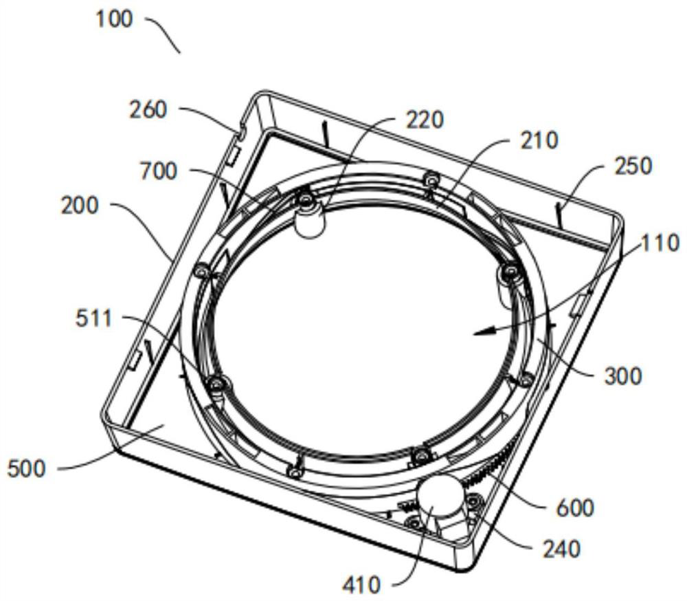 Panel opening and closing device and exhaust fan