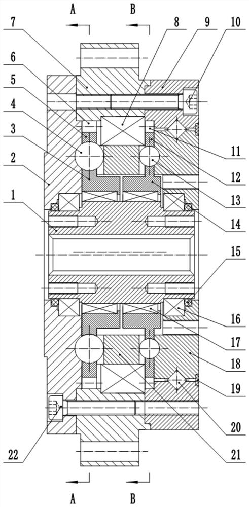 A self-balancing double-shock wave cam double-stage parallel planar movable gear reducer