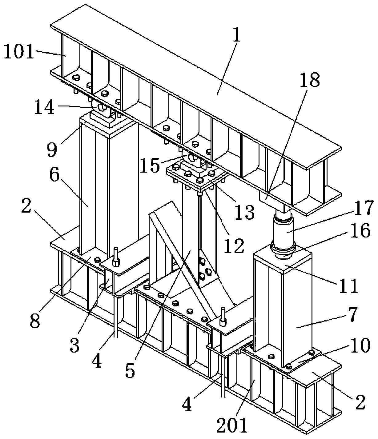 Static loading device and method for anti-slip test of inclined supporting joint