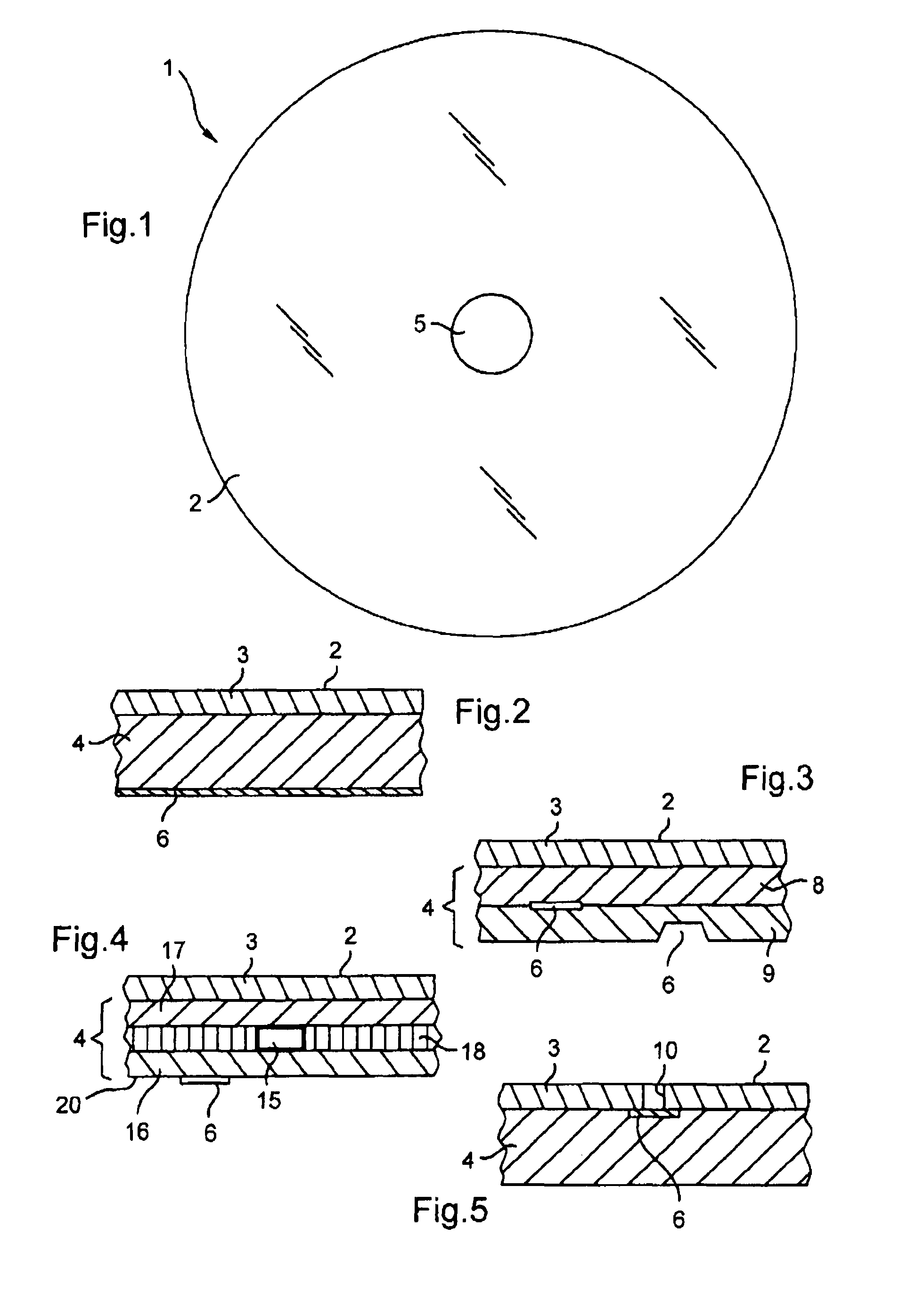 Optical disk for an identification element