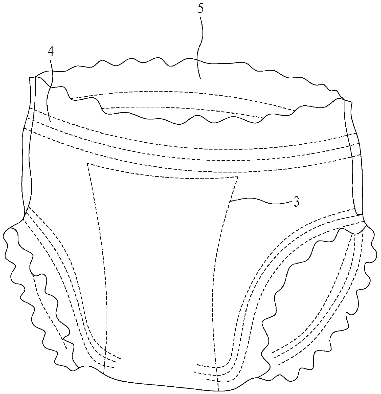 Composite elastic waistline pull up diaper and manufacturing technology thereof