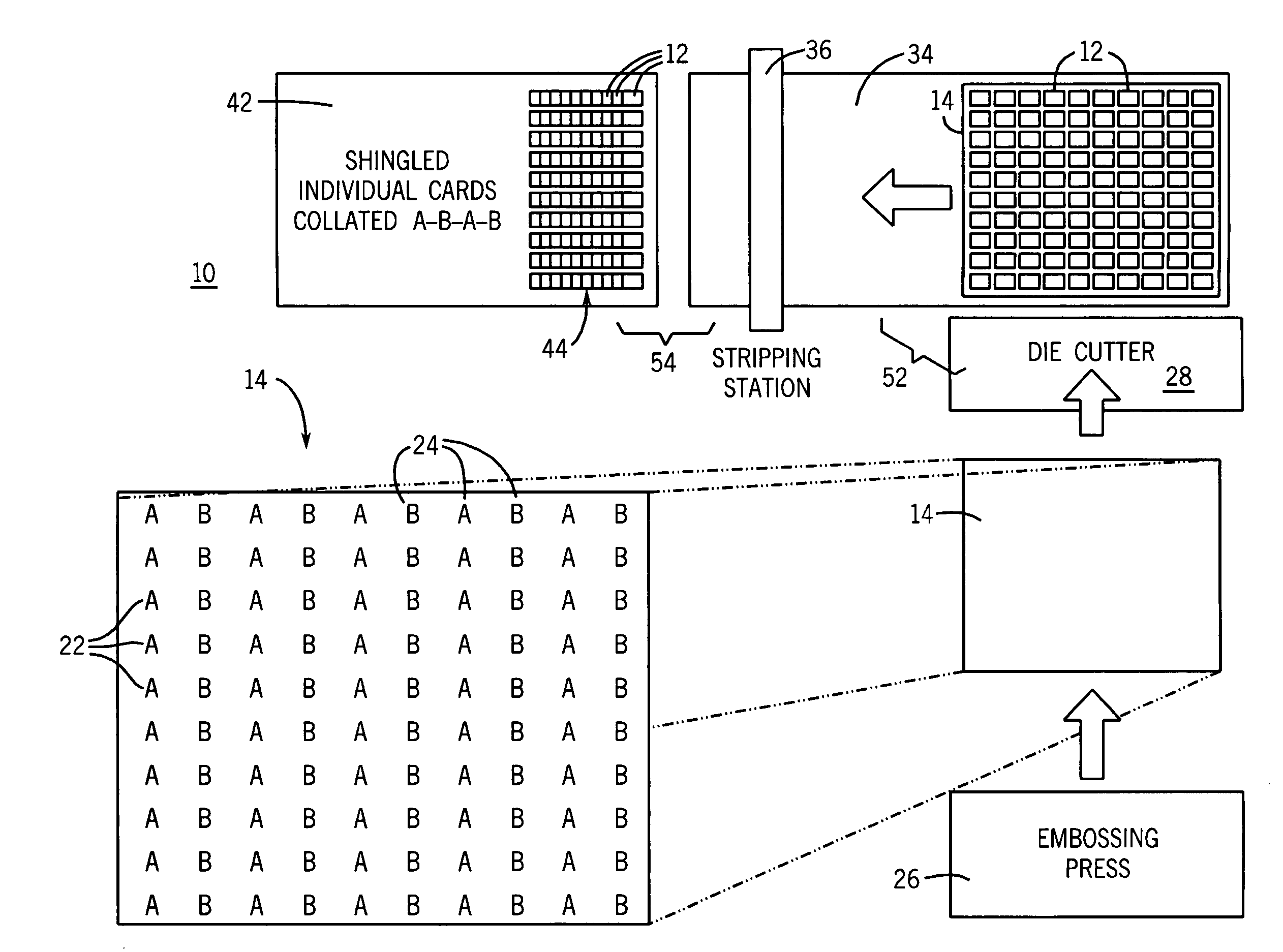 Apparatus and methods for preventing engagement of stacked embossed cards