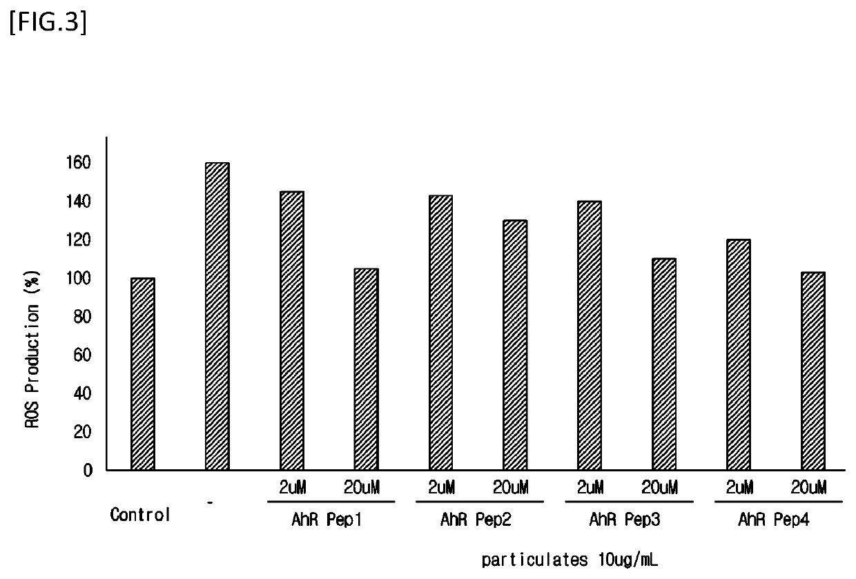 Peptide inhibiting activity of aryl hydrocarbon receptor and cosmetic composition using same