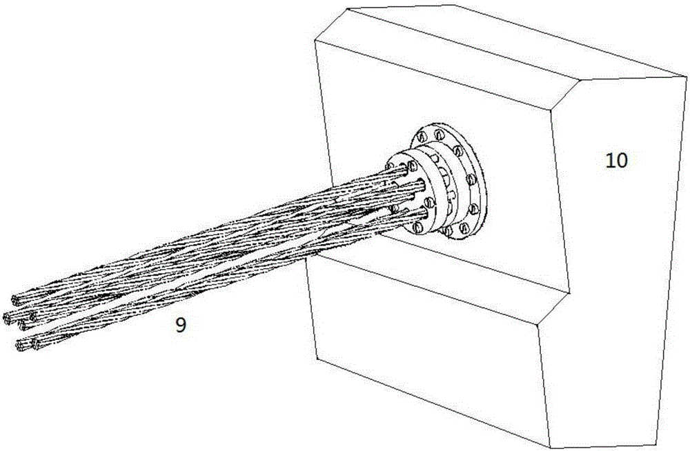 Two-way movable cable-stayed anchorage device in the saddle-type cable-tower area of ​​a low-tower cable-stayed bridge