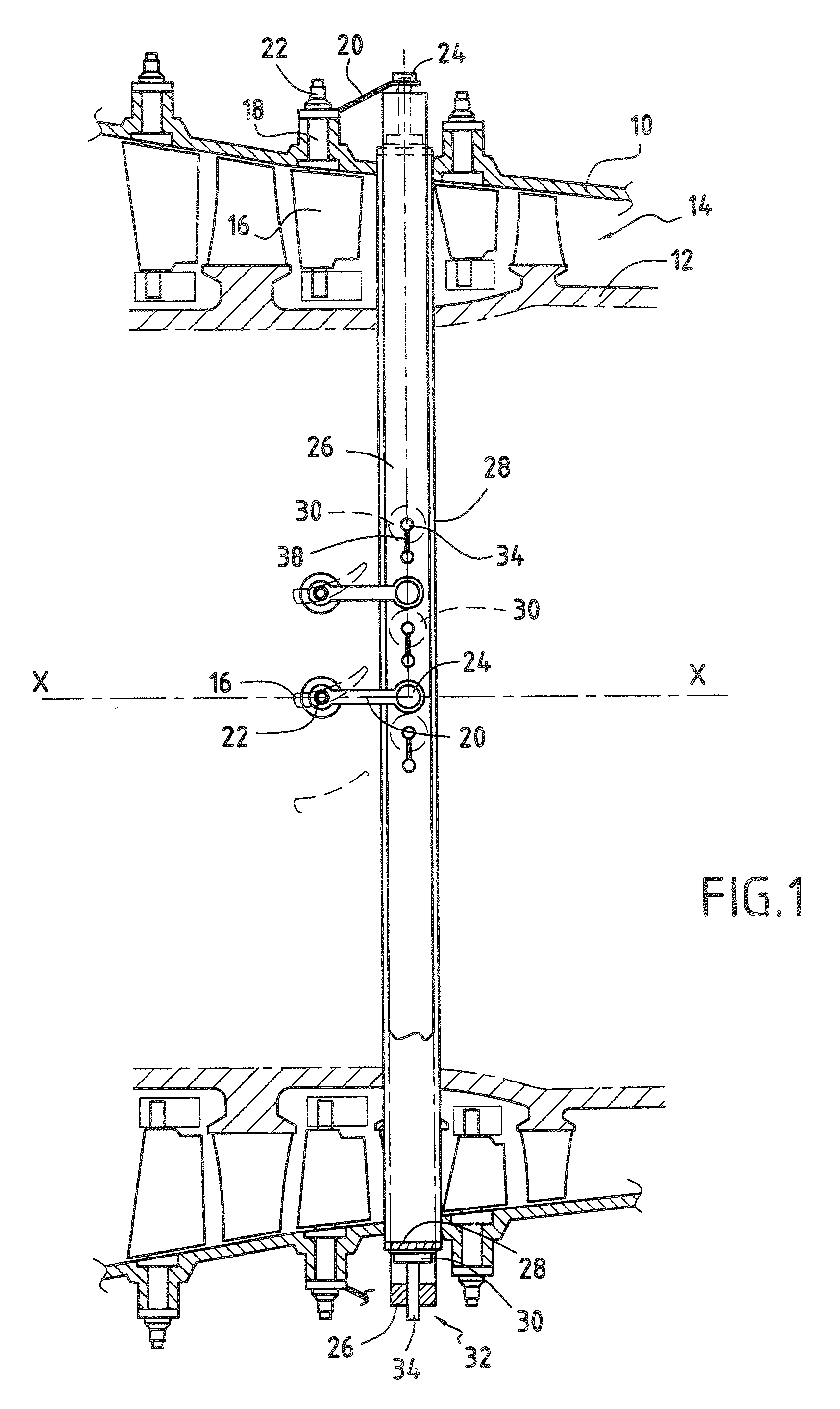 Device for adjusting the centring of a turbo-engine pivoting vane control synchronization ring