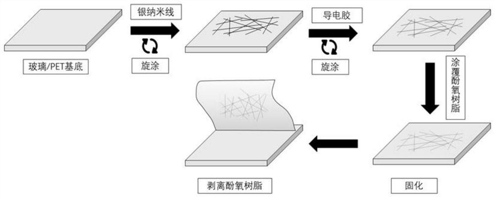 Preparation method of silver nanowire flexible transparent conductive film based on phenolic resin