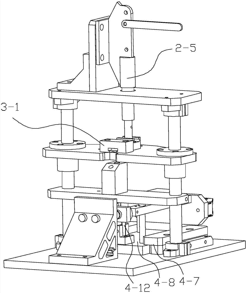 Direct acting bending type fish hook hanging plate nail pressing and nail bending device