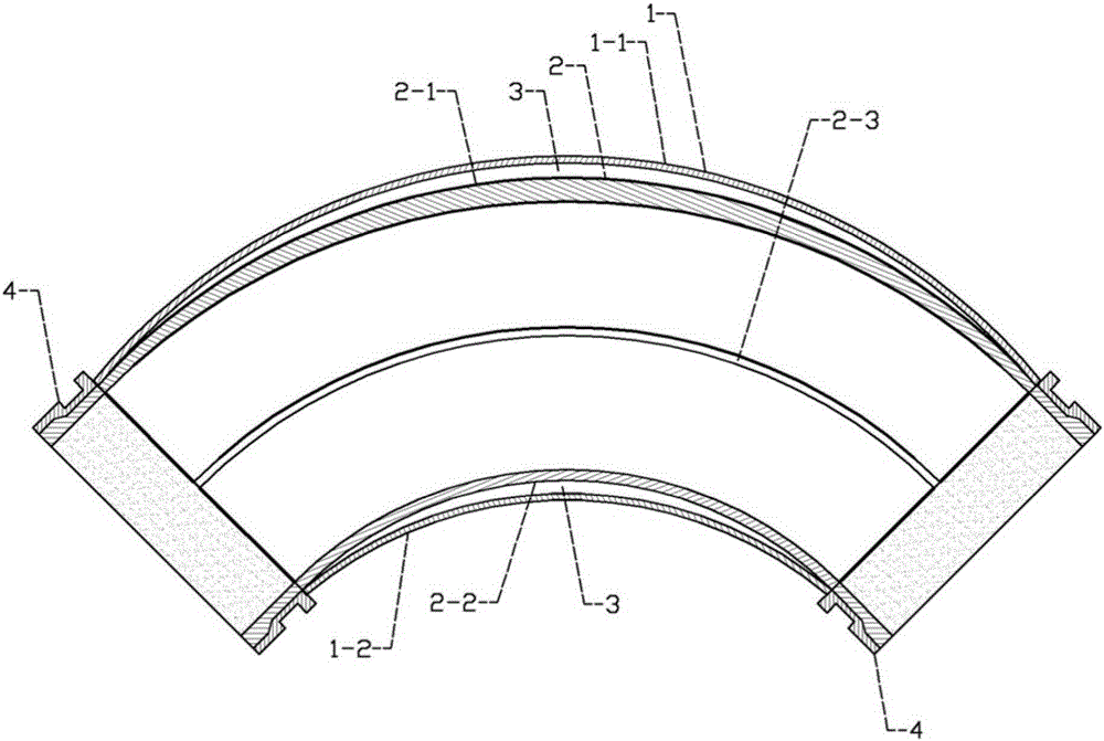Auto-fill two-layer in-half wear resistant elbow of concrete pump truck and manufacturing method of wear resistant elbow