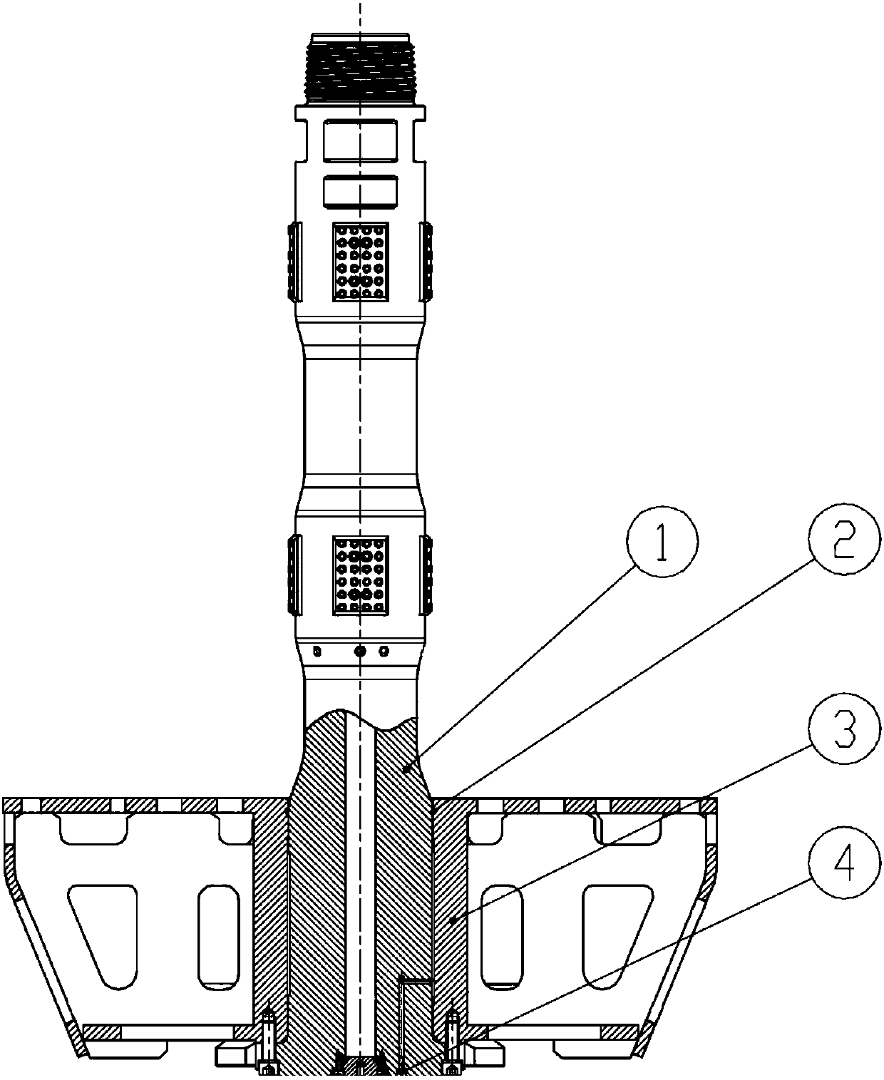 Key-type connection structure between the cutter head box and the pull rod of the patio drilling rig
