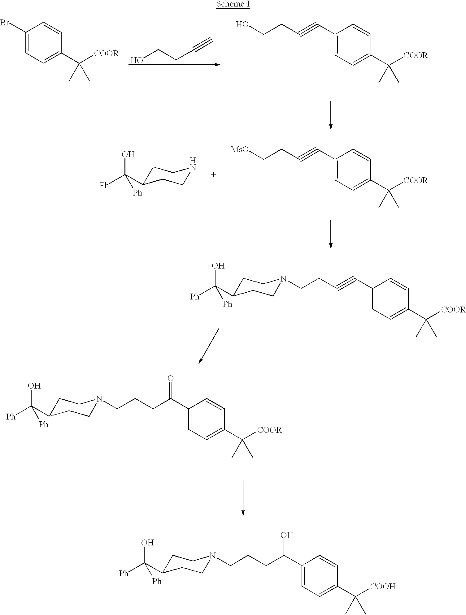Process for the preparation of 4-[1-hydroxy-4-[4-(hydroxydiphenylmethly)-1-piperidinyl]-butyl]-alpha,alpha-dimethylbenzeneacetic acid