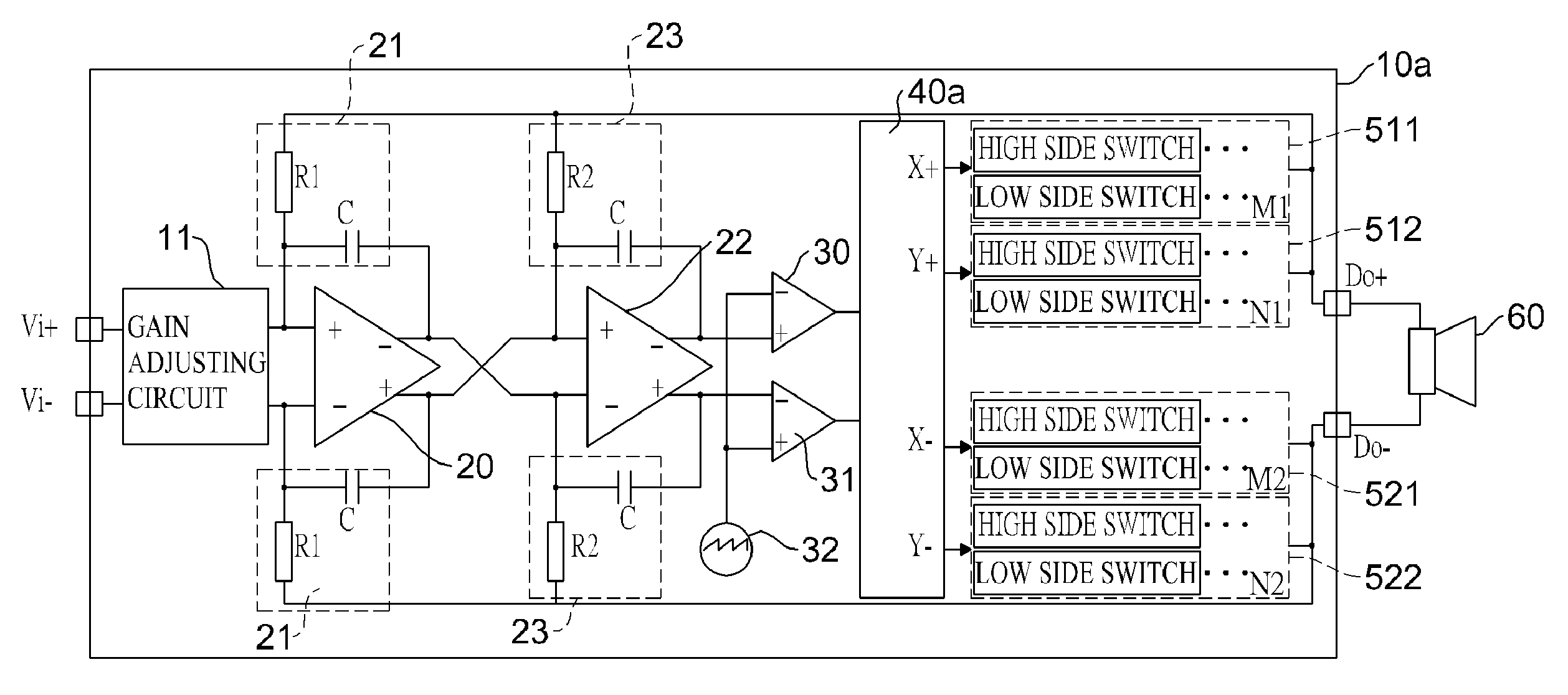 Class-D amplifier with dual feedback loop