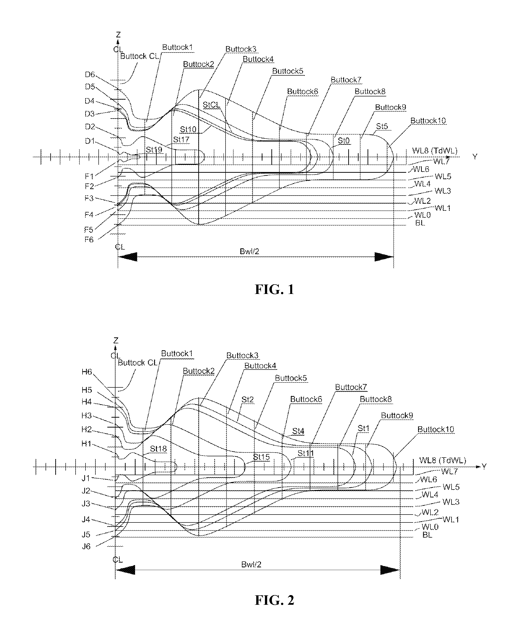 Hull configuration for submarines and vessel of the displacement type with multihull structure