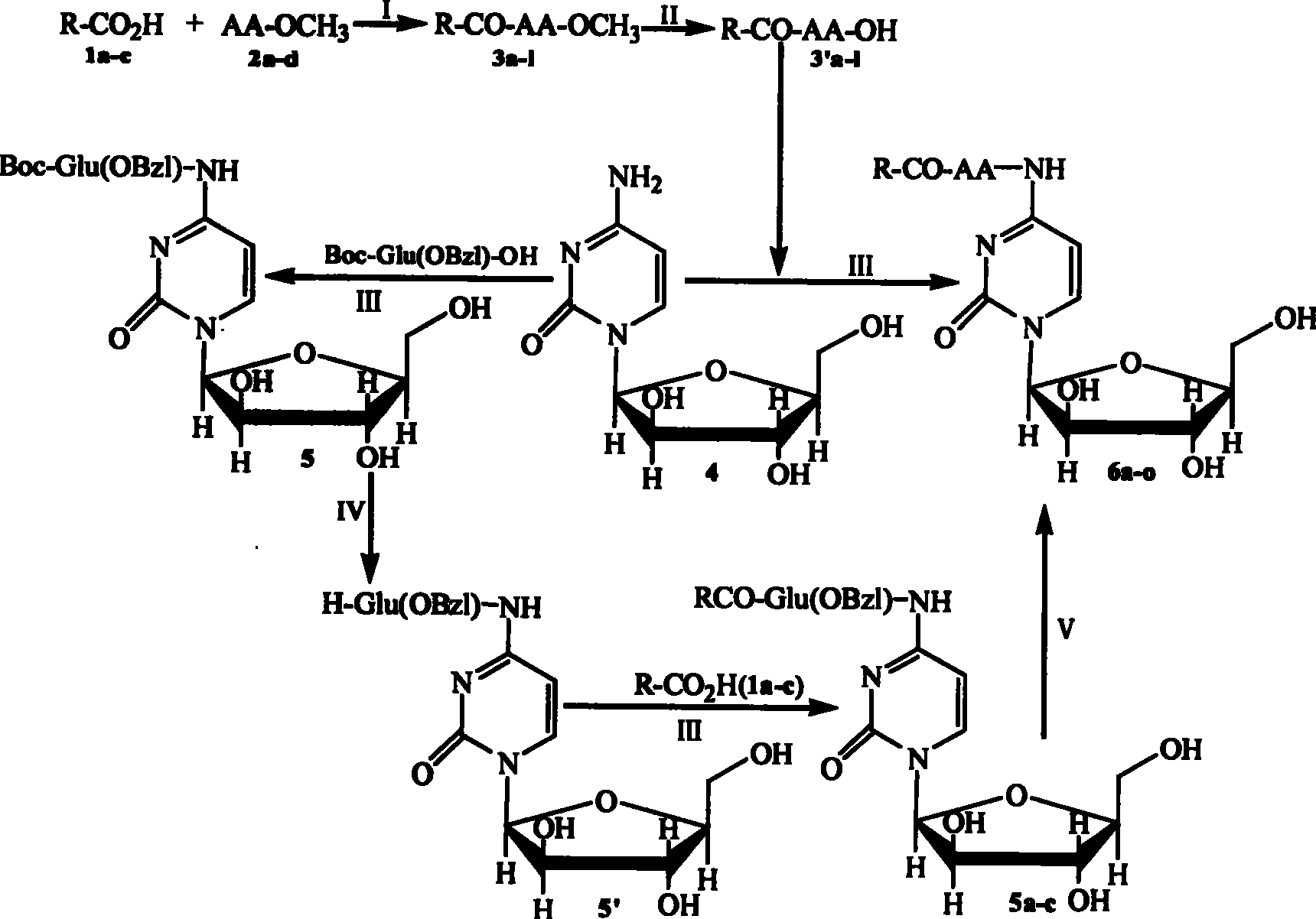 Fatty acylaminoacylcytarabine conjugate, preparation method and application thereof