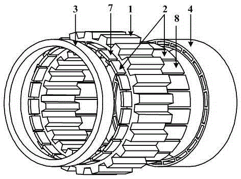 Magnetic isolation squirrel cage outer rotor structure of a stator permanent magnet double rotor motor