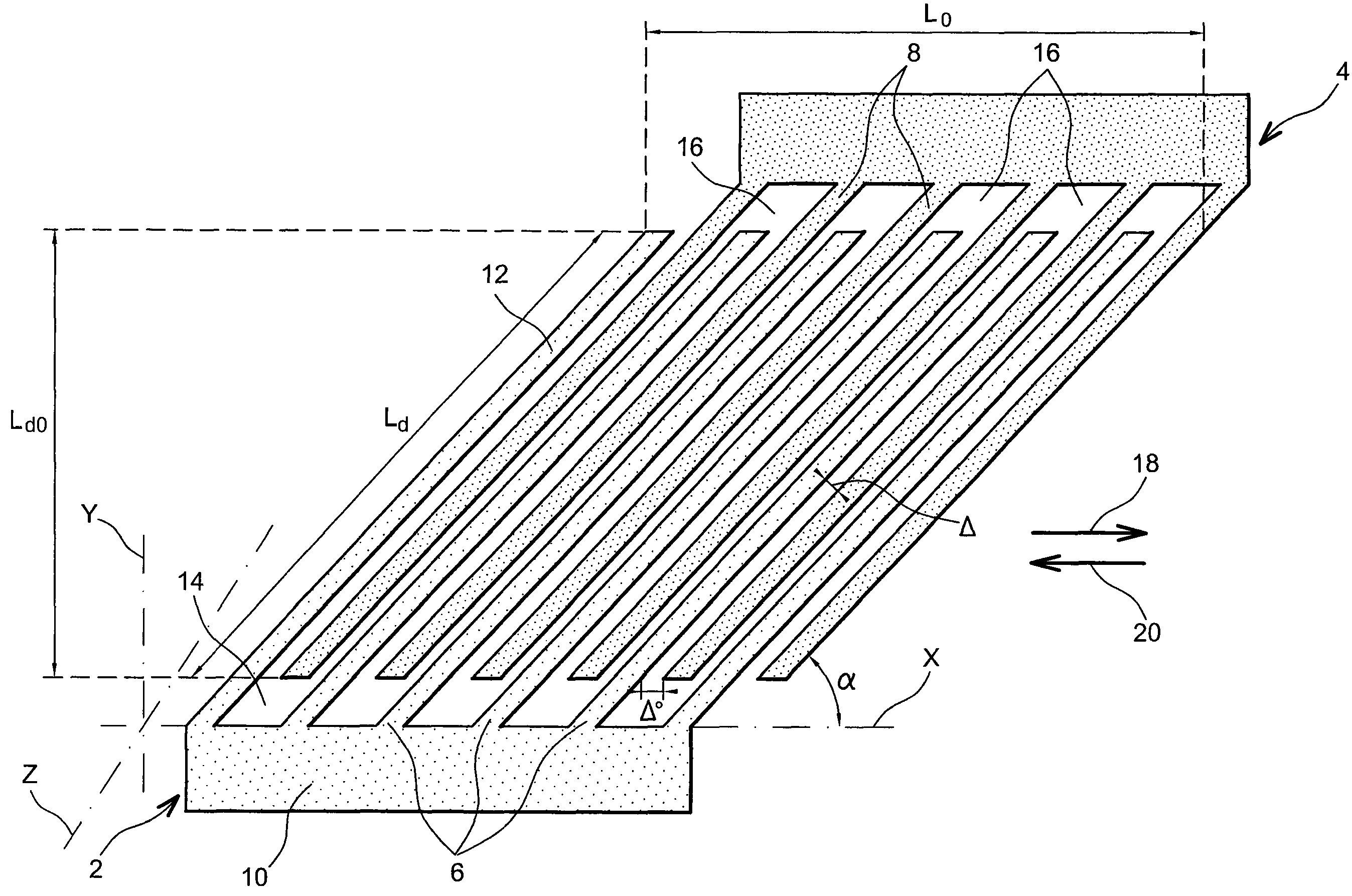 Device with optimised capacitive volume