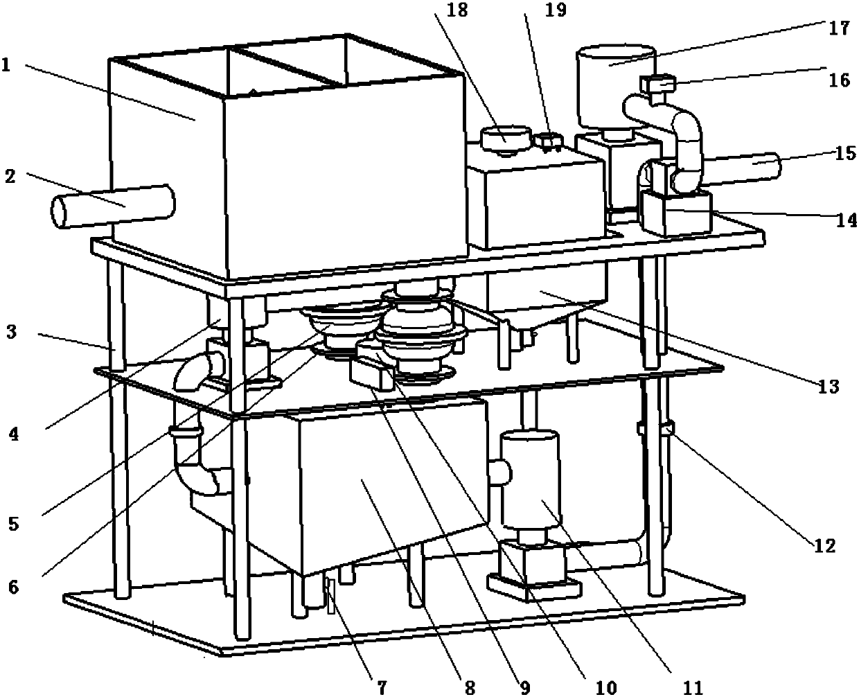 Novel filtering device for sewage treatment equipment