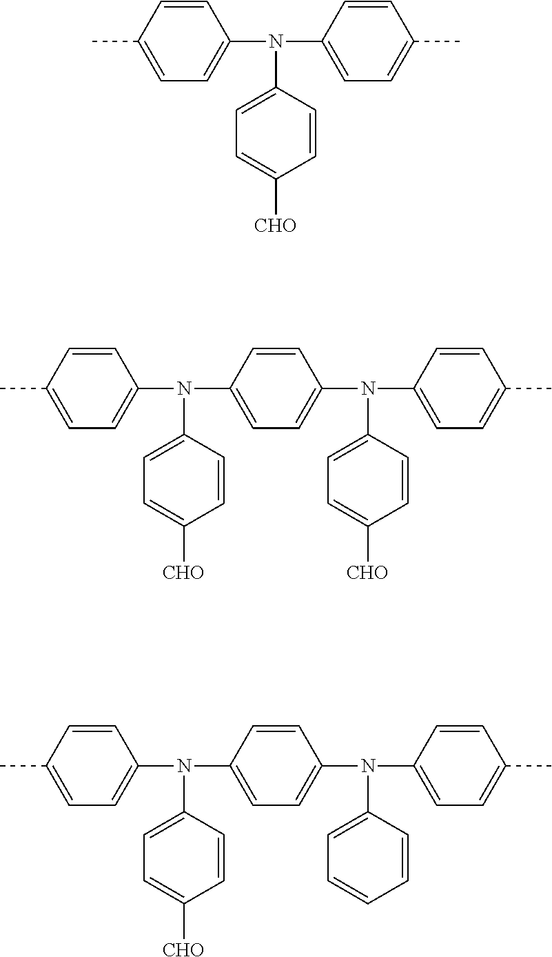 Polymer containing aldehyde groups, reaction and crosslinking of this polymer, crosslinked polymer, and electroluminescent device comprising this polymer