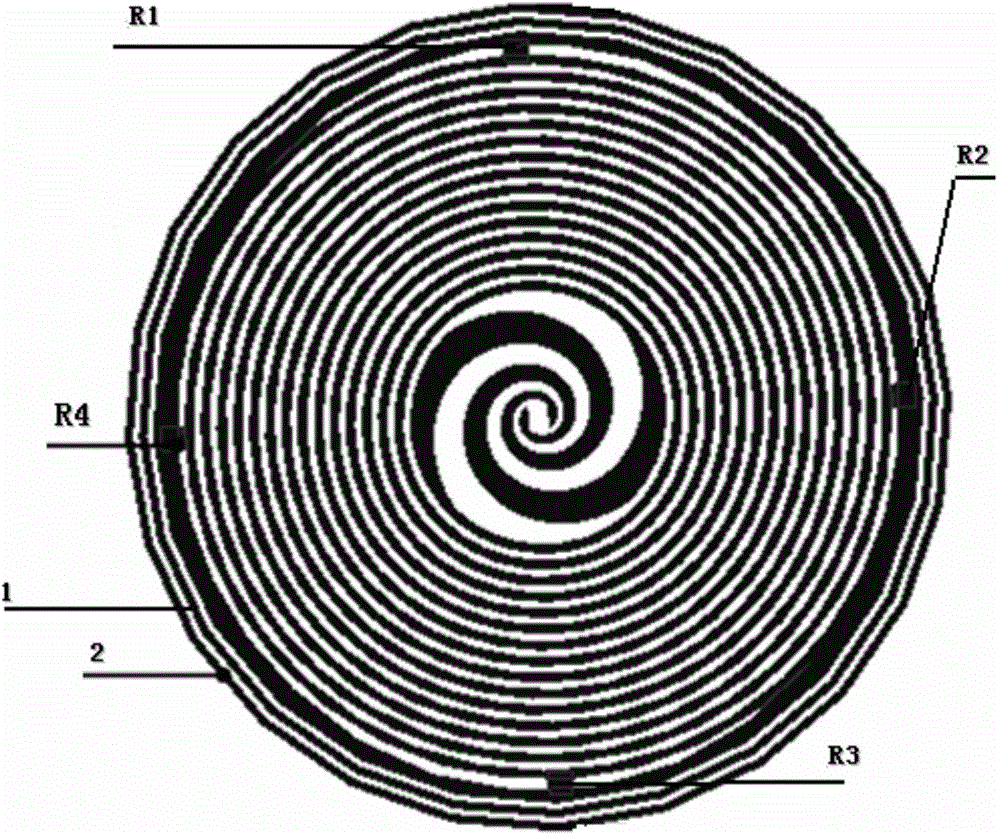 Planar helical antenna of combined structure