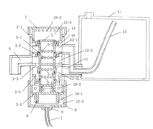 Emptying water drain valve of solar water heater and pneumatic clutch switch thereof