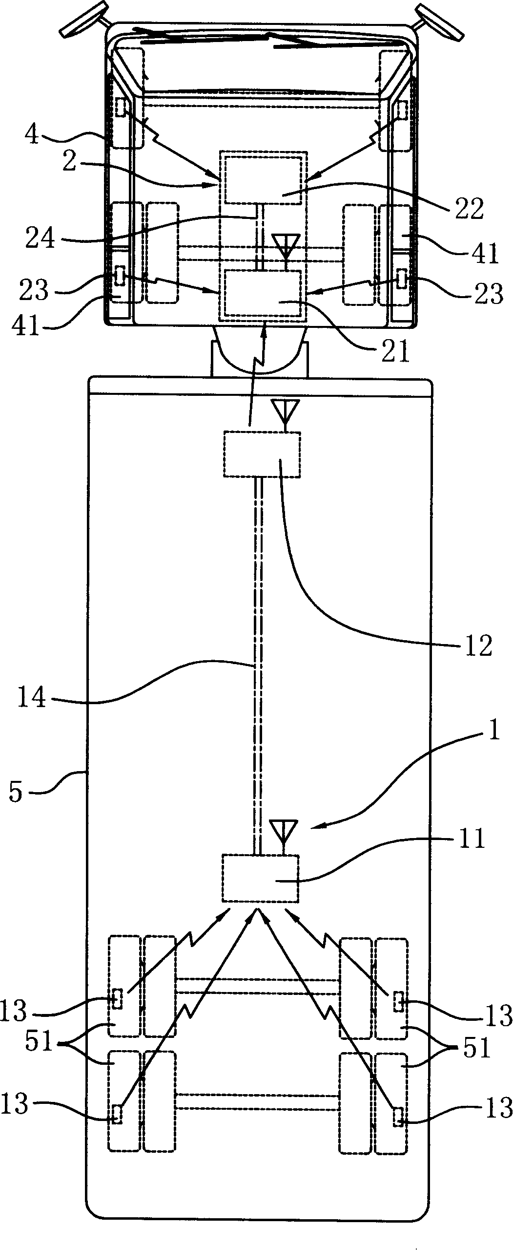 Bidirectional communication linking system of tire pressure detector