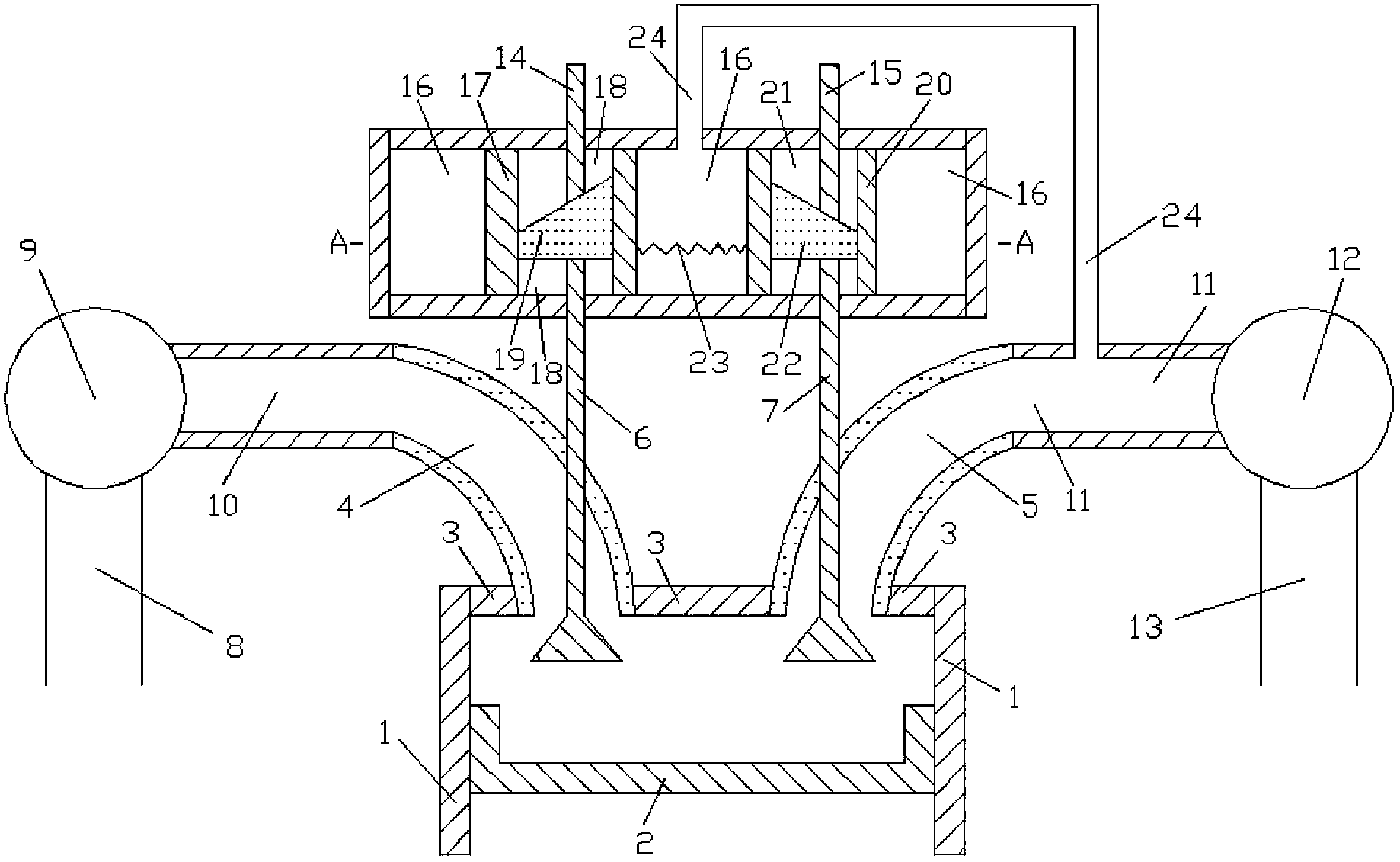Upper-section sliding device for mechanical valve