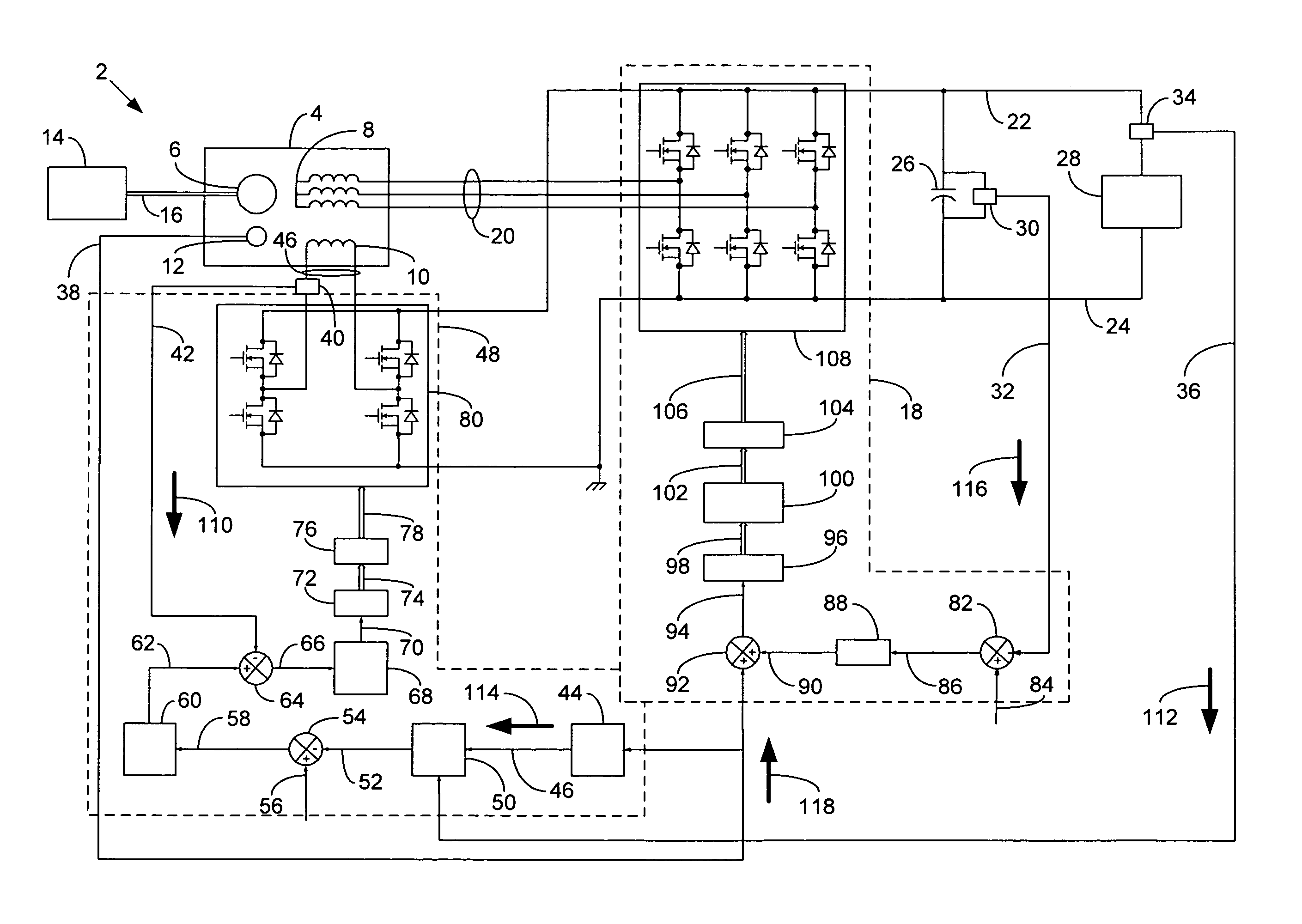 Generating system with a regulated permanent magnet machine and an active rectifier
