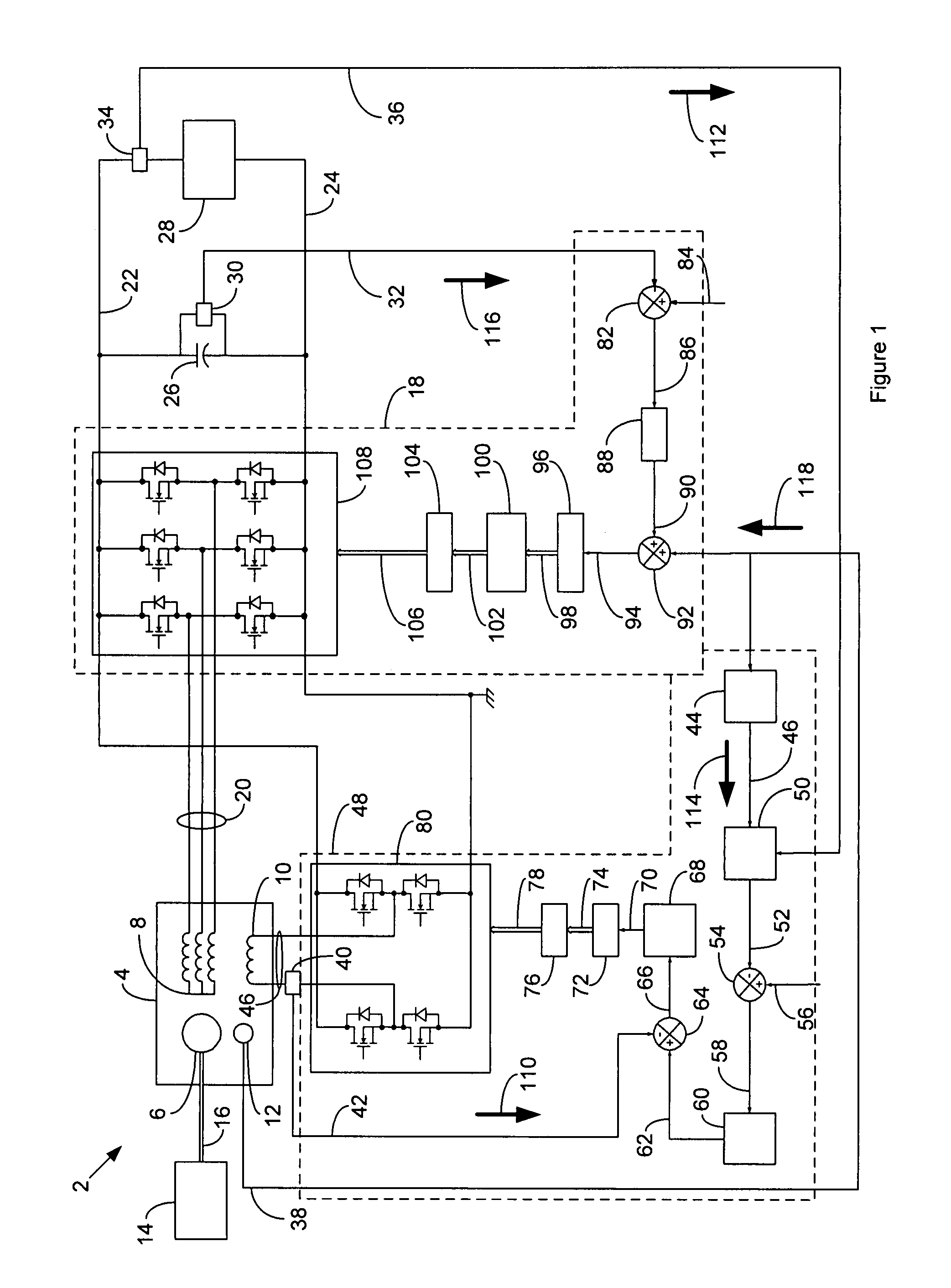 Generating system with a regulated permanent magnet machine and an active rectifier
