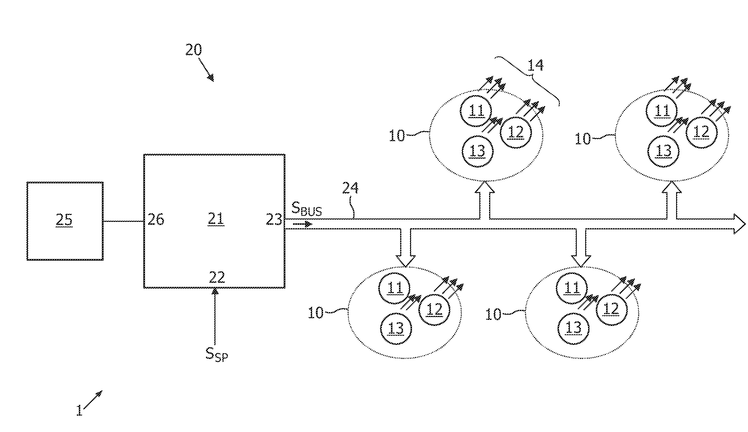 Method and device for driving an array of light sources