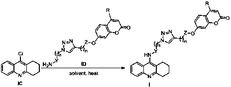 Tacrine-coumarin derivative containing triazole and application of derivative