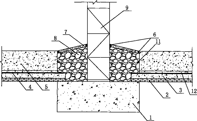 Anti-crack and anti-leak construction method of arranging tower crane foundation below waterproof baseplate