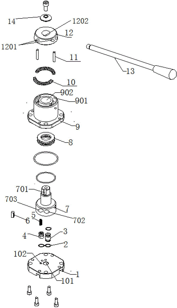A manual rotary hydraulic reversing valve