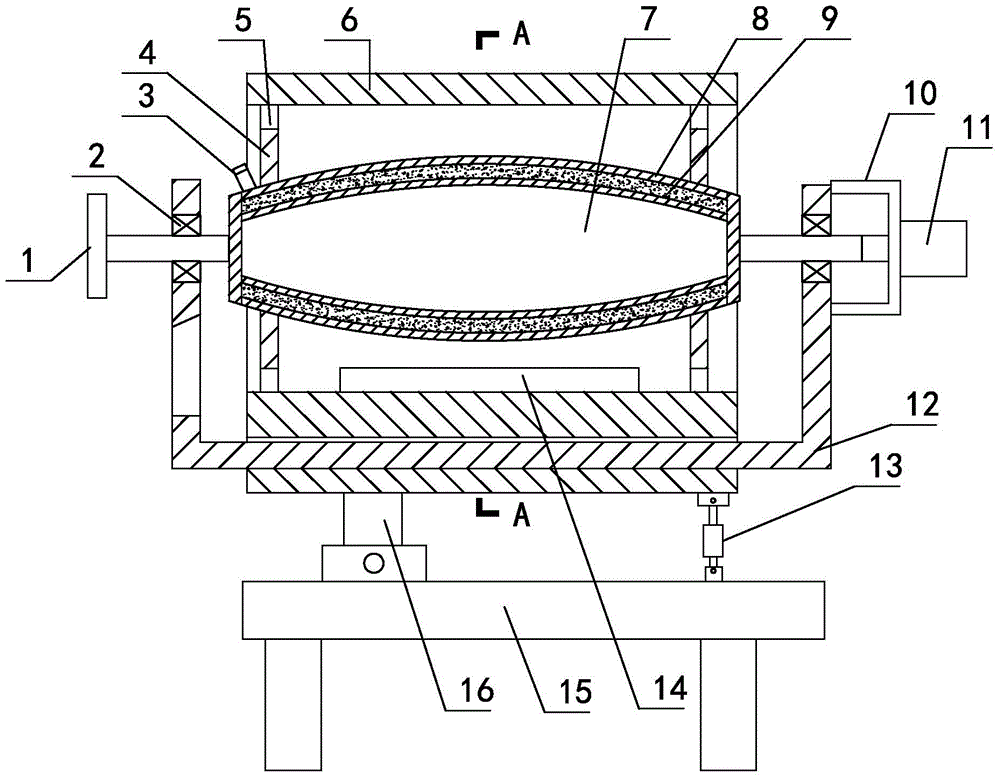 Convenient mechanical jacket overturning and discharging parching cylinder