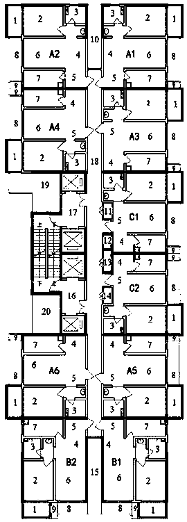 Corridor type small apartment building design method, building and format conversion method