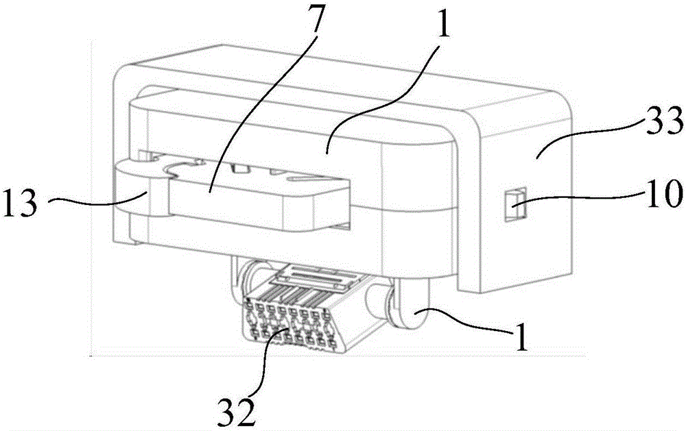 Automobile diagnosis interface fixing device with angle adjusting function