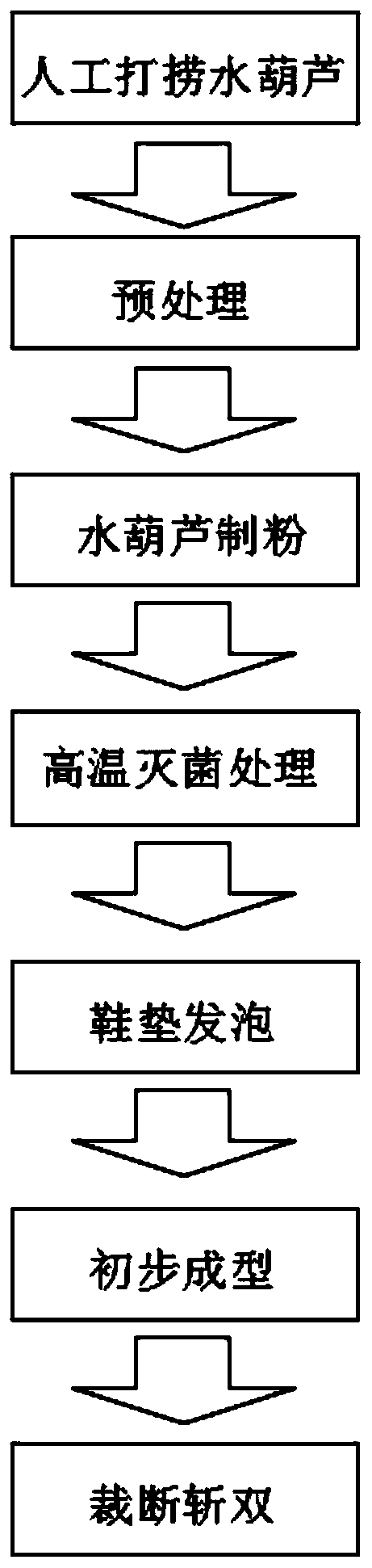 Environmental protection insole preparation process based on water hyacinth raw material