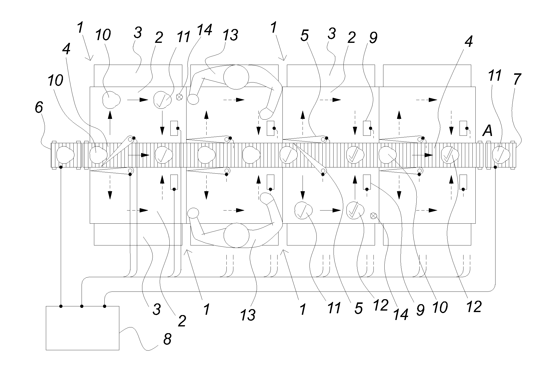 Method for processing items such as pieces of meat