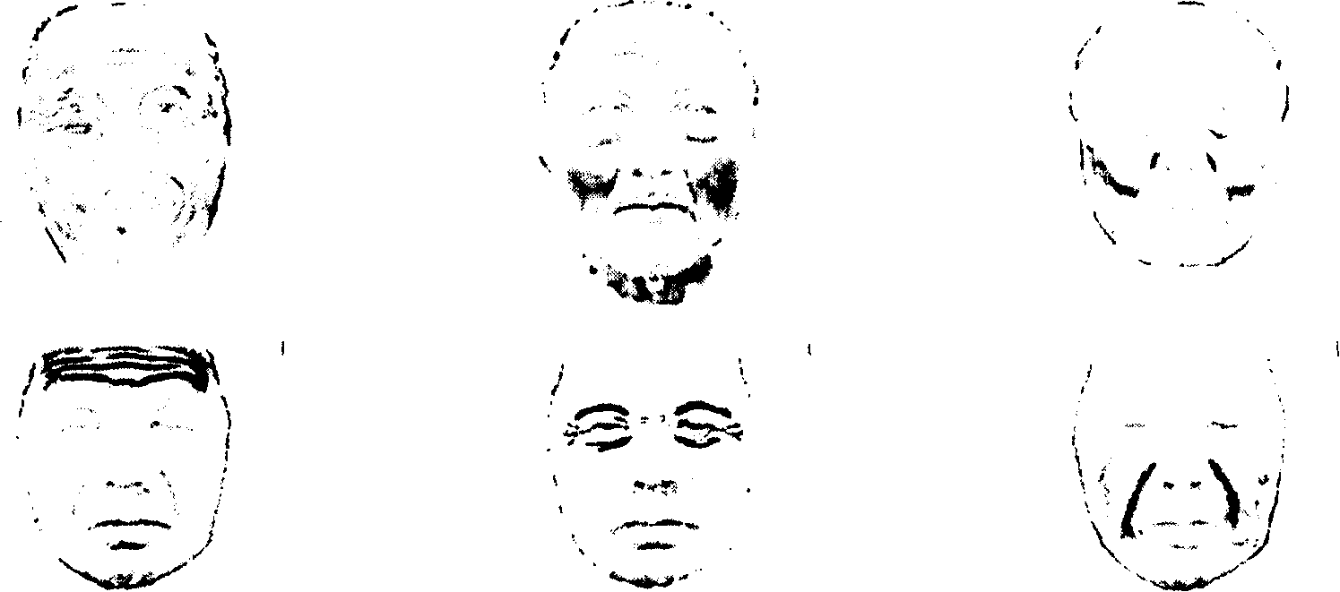 Human face image age changing method based on average face and senile proportional image