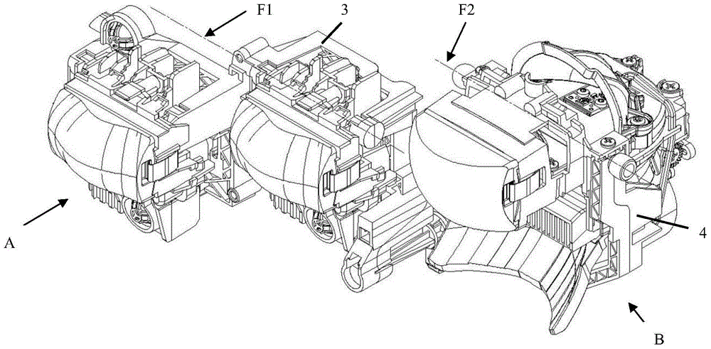 A double ball-joint connecting rod connection device used for the connection of the adjustable bracket of the lamp