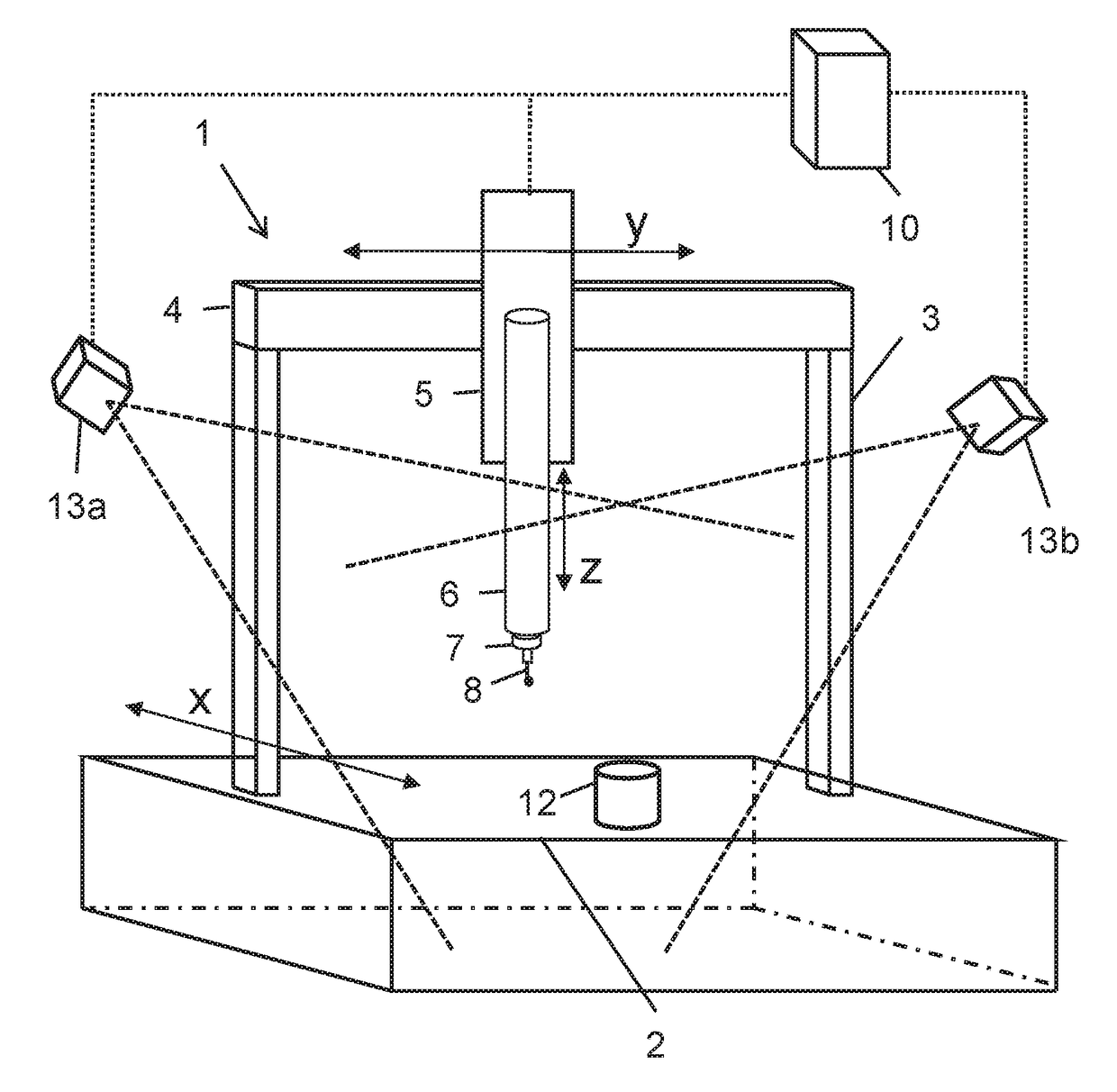 Motion-measuring system of a machine and method for operating the motion-measuring system