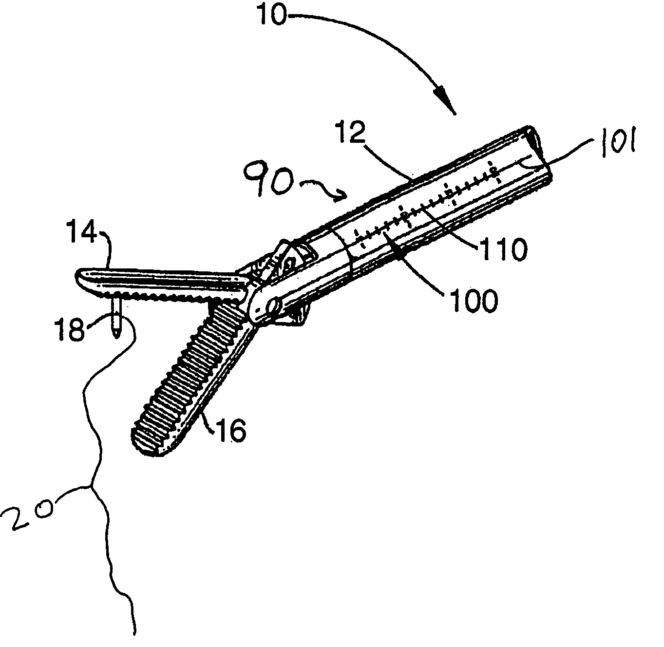Surgical suturing apparatus with measurement structure