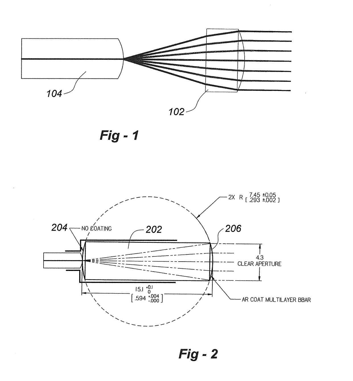 Monolithic element and system for collimating or focusing laser light from or to an optical fiber