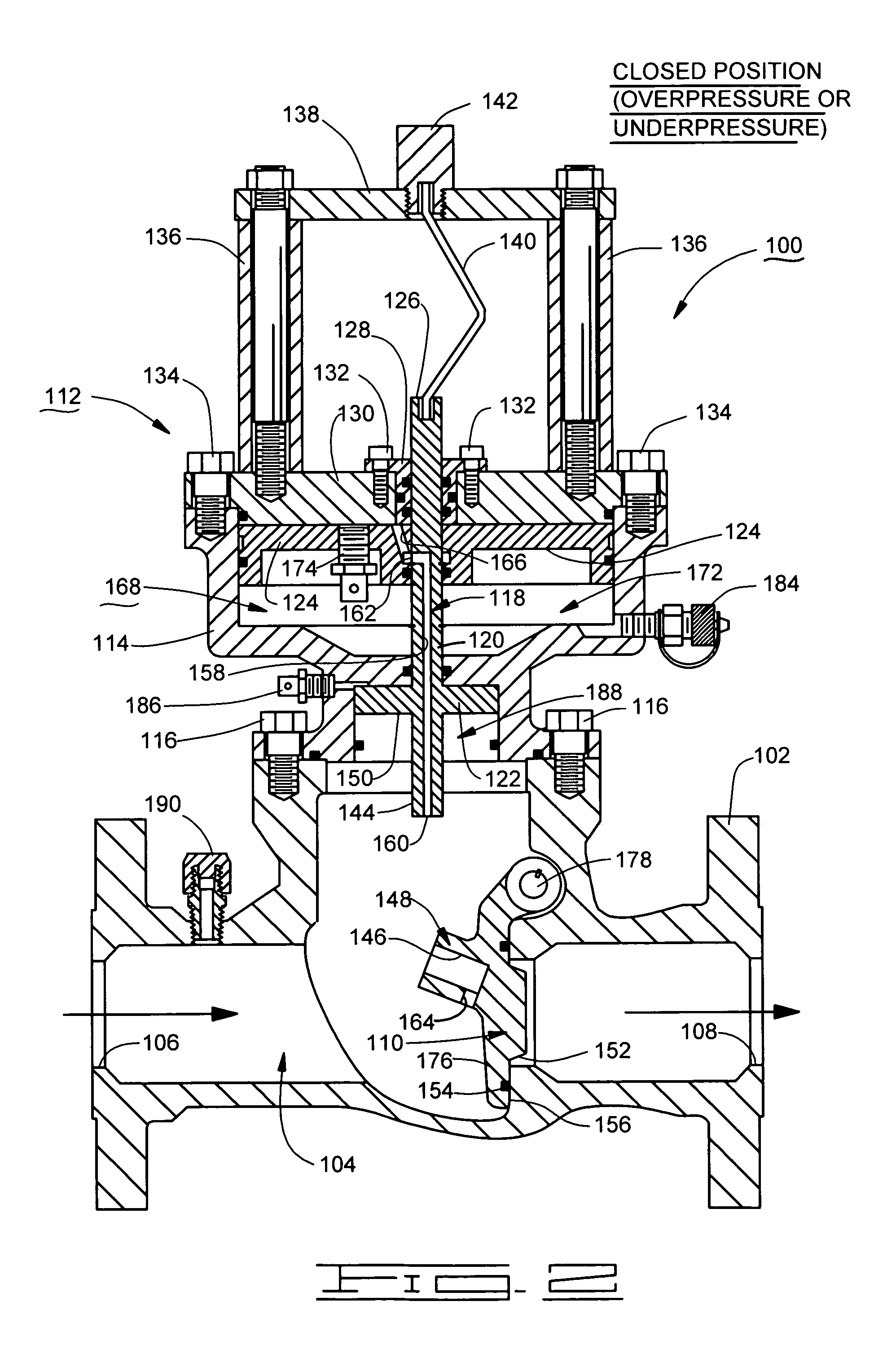 Valve activation assembly which mechanically collapses a collapsible member in response to both overpressure and underpressure conditions
