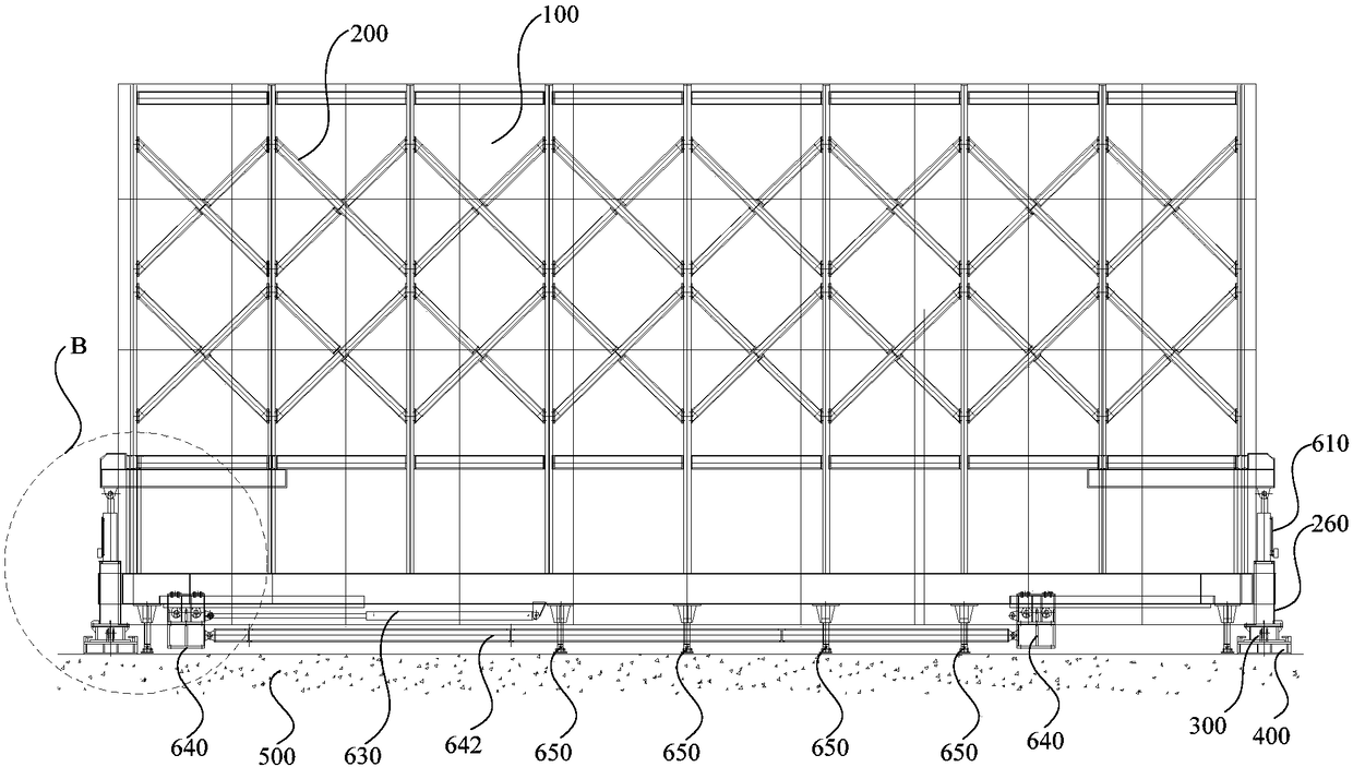 Sunken type tunnel side wall formwork trolley device and construction method thereof