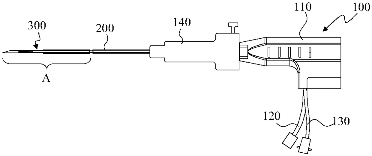 Microwave ablation needle provided with water cooling sleeve tube and applied under bronchofiberscope