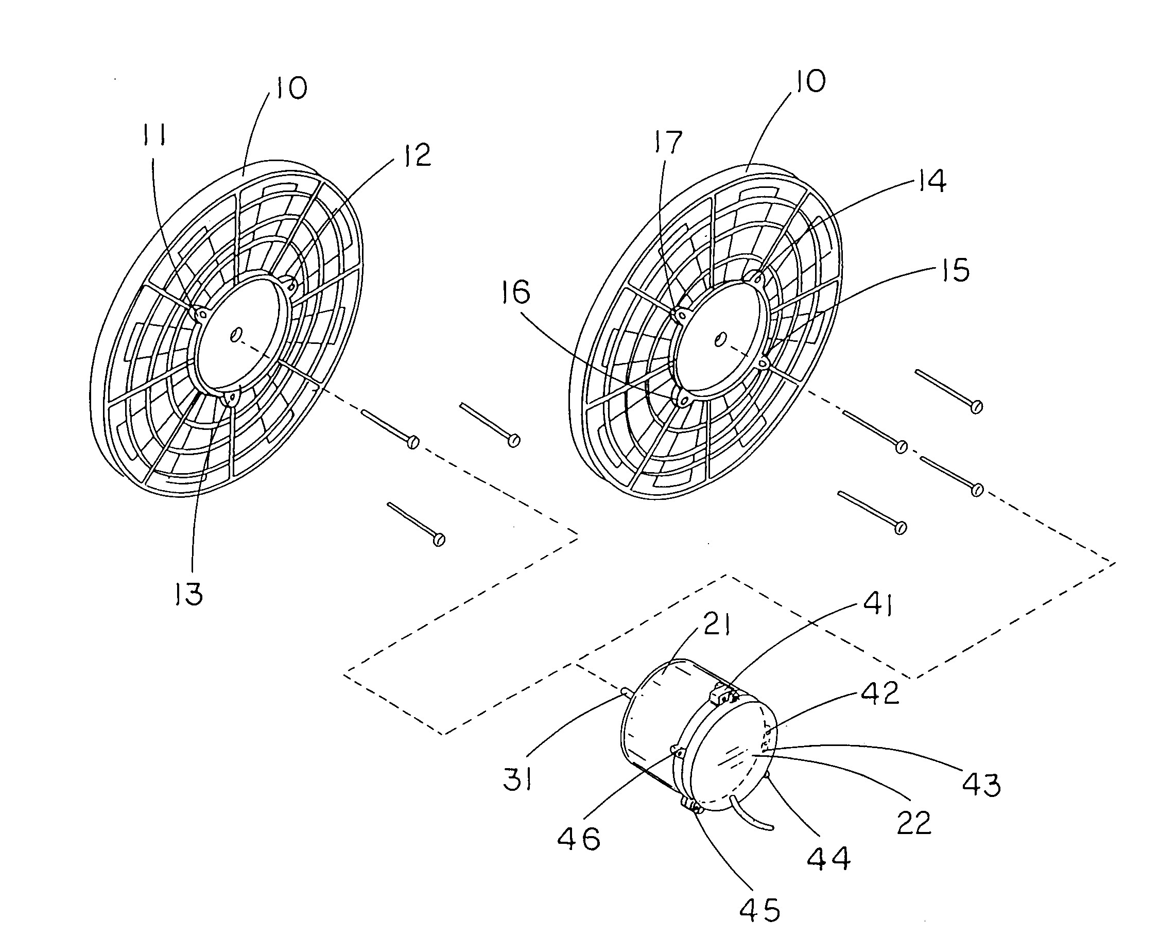 Vehicle electric fan motor with universal mount
