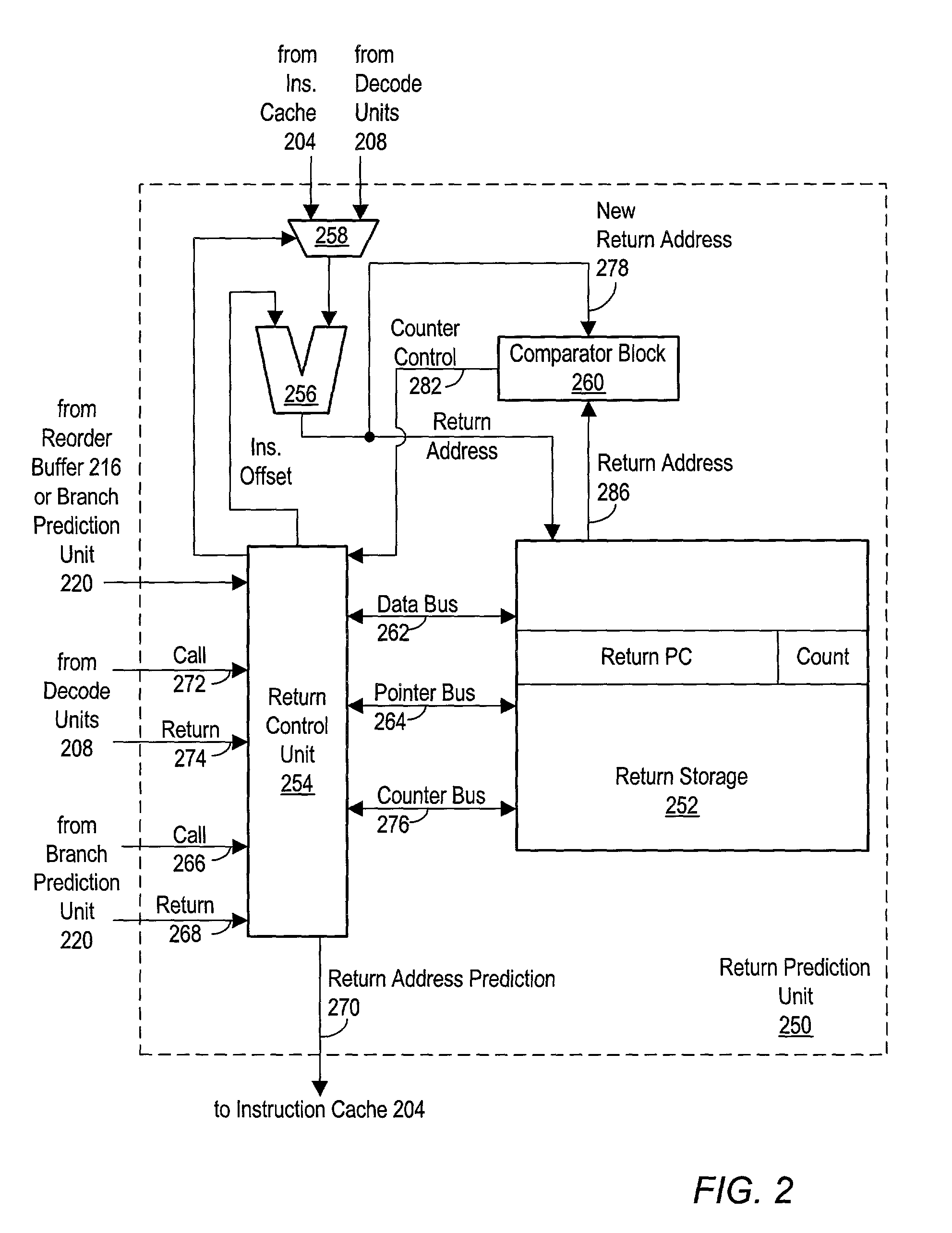 Microprocessor including return prediction unit configured to determine whether a stored return address corresponds to more than one call instruction