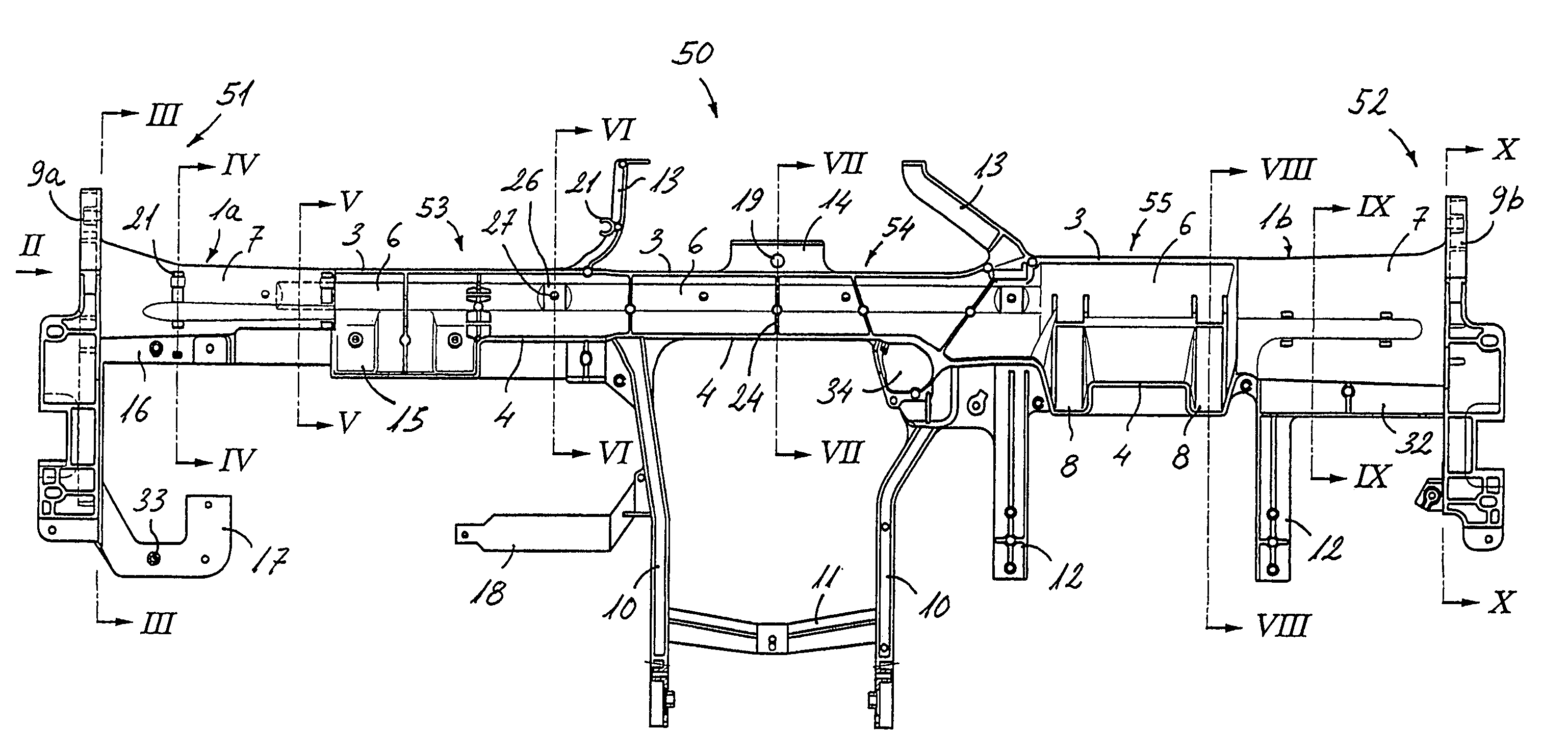 Support crossbeam for an instrument panel